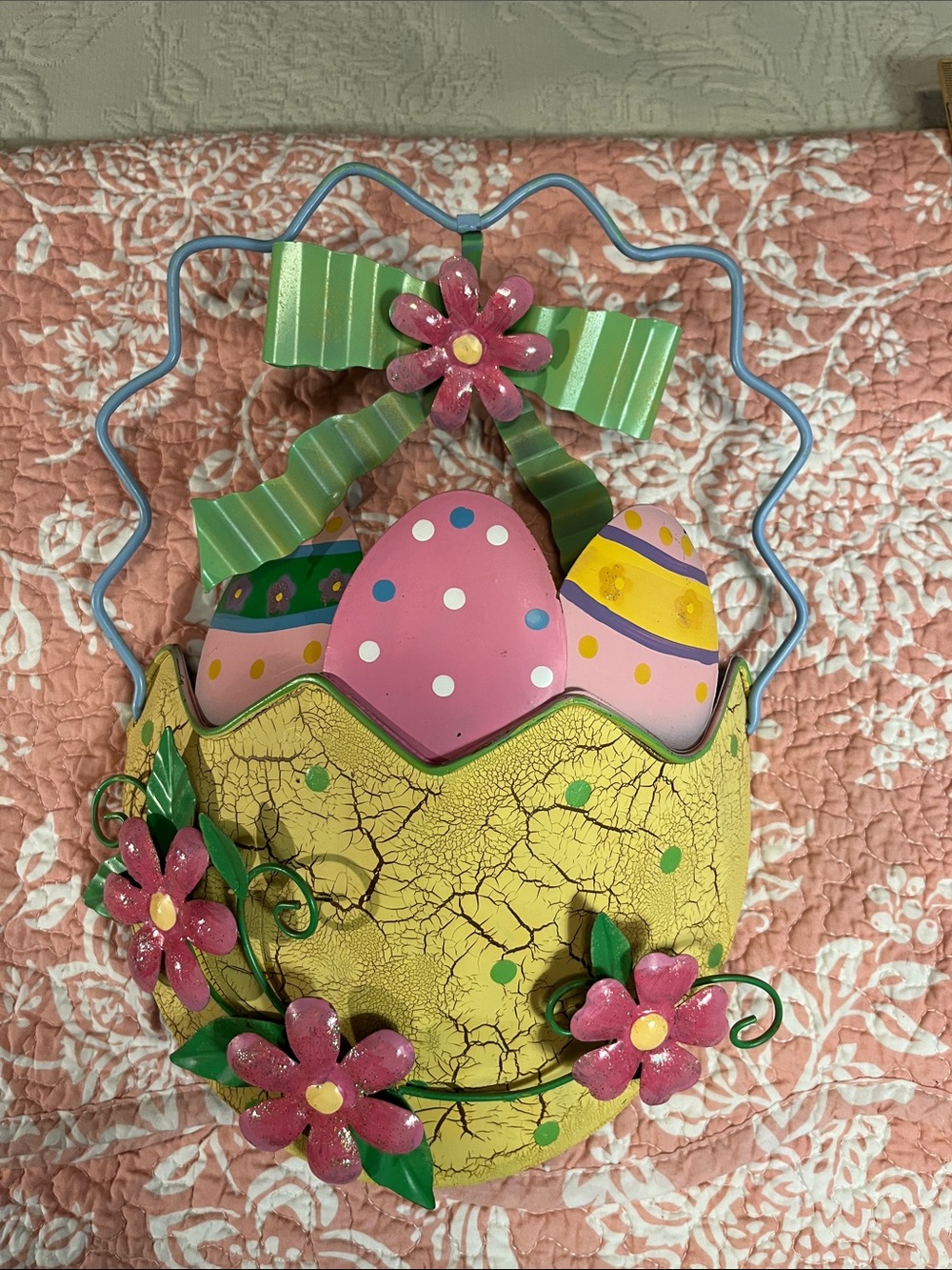 Easter Egg Basket Wall Decor - Yellow, Pink, Green